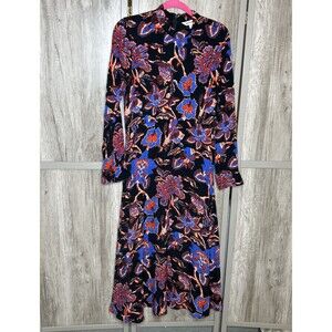 Whistles Midi Dress Size 8 Trailing Bloom Dress Floral Long Sleeves